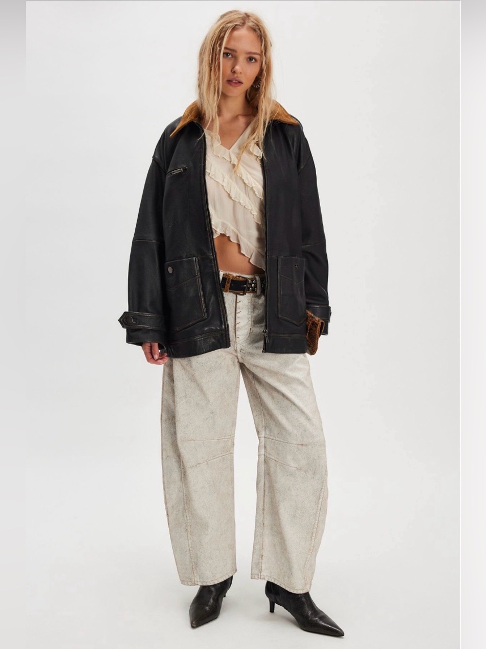 NWT We The Free Good Luck Coated Barrel Jeans ~White~